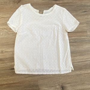 LOFT white eyelet tshirt
